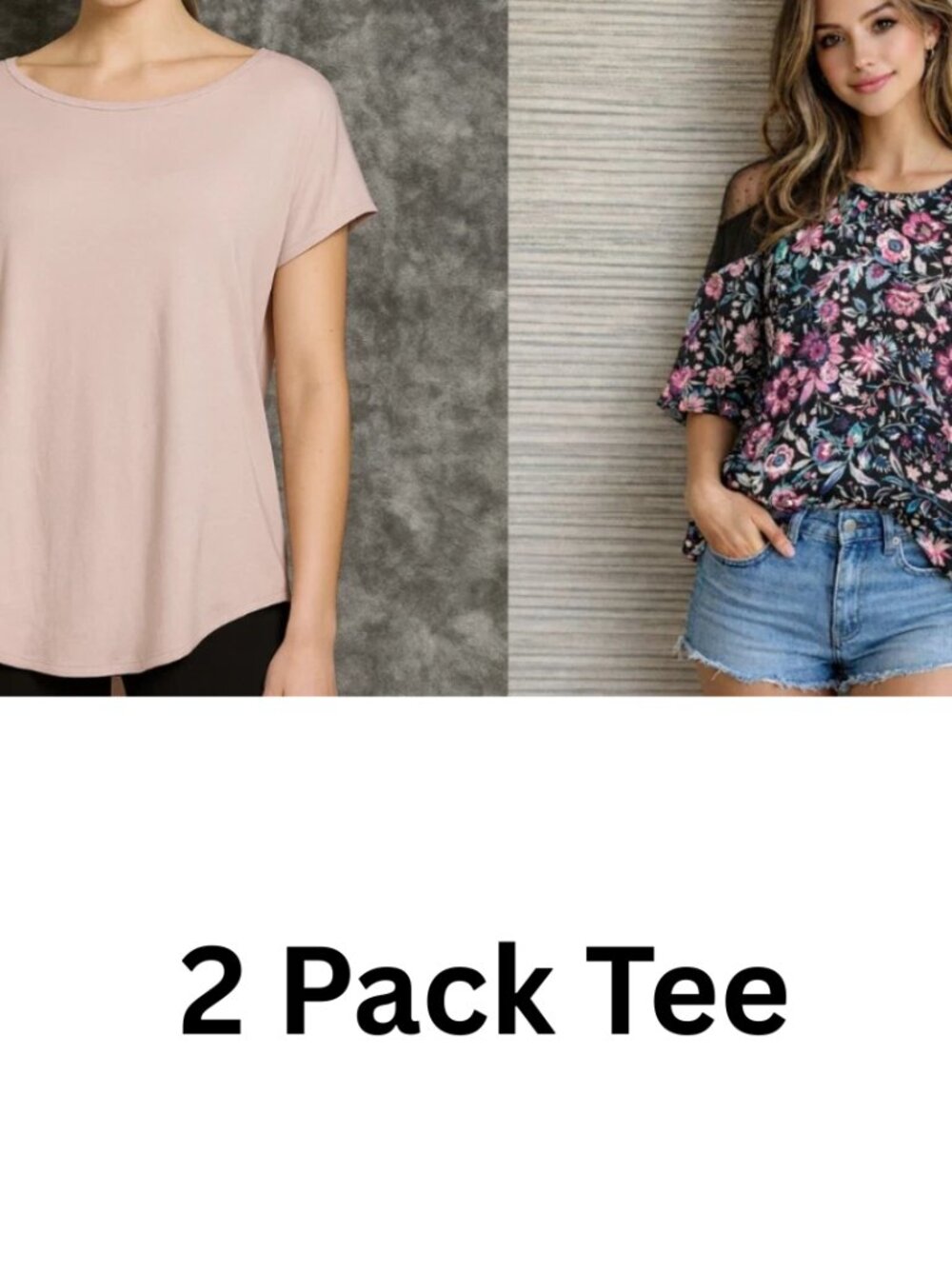 NEW - Lot of 2 - Express Attention Women's Large Basic T-Shirt Top Tee Pink
